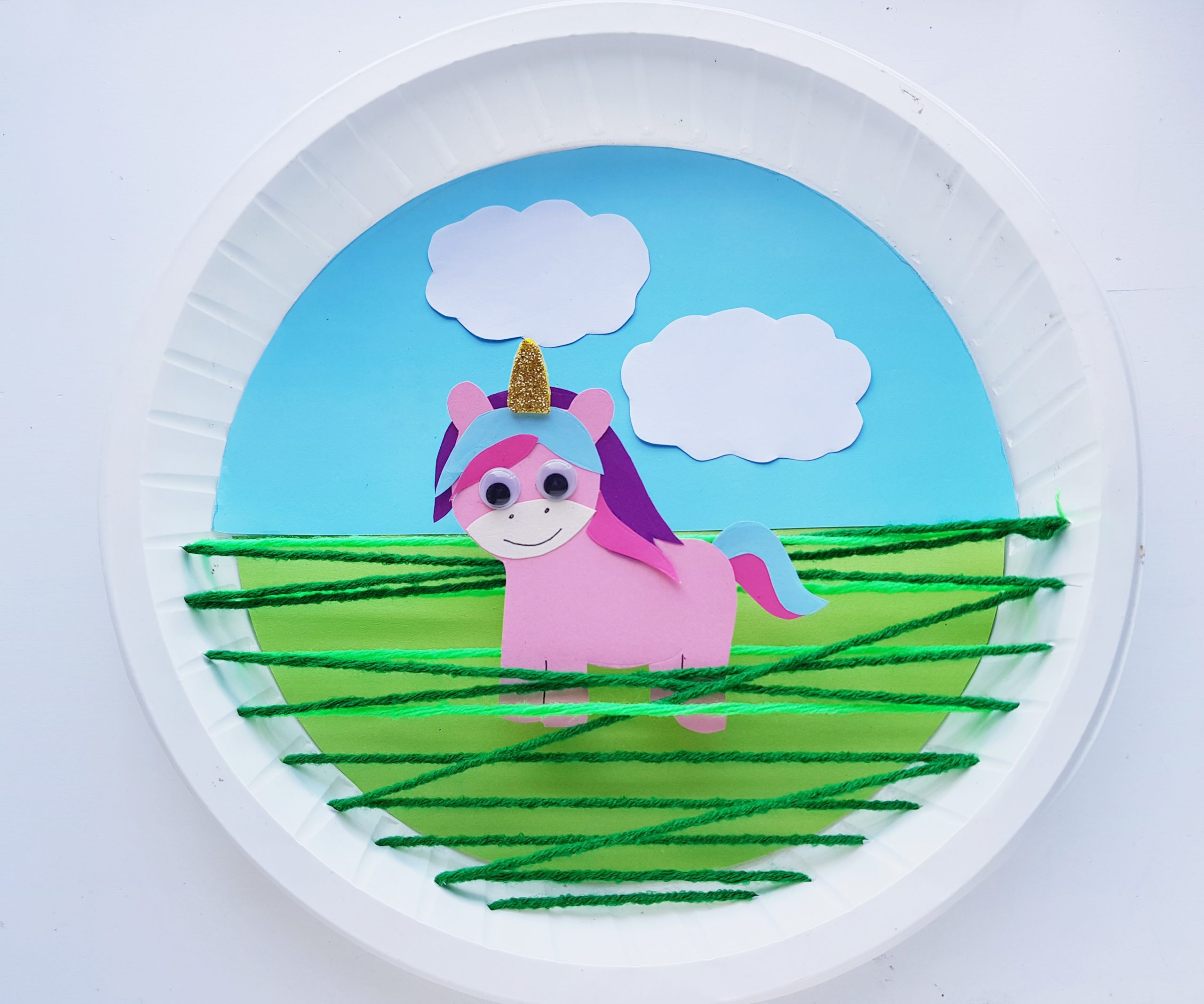 Unicorn paper plate craft; includes a dragon too! - KiddyCharts